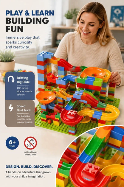 Fun Marble Run Building Blocks DIY Puzzle Toy, 168pcs Small Track (OPP Bag + Shipping Box)