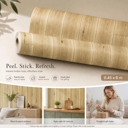 Self Adhesive PVC Wallpaper 0.45x6M, Dark Yellow Wood Plank, Vintage Cafe Background