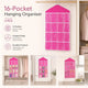 2 Pack Transparent Door Hanging Storage Organizers, 16 Slots For Socks Underwear, Rose Red, Double Pack Storage Set