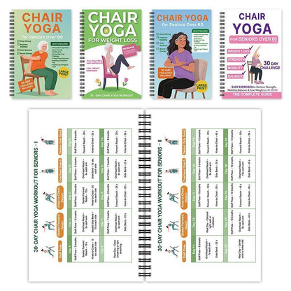 Twin Pack Elderly Chair Yoga Logbooks, Breathing Awareness Plus Balance Awareness Workout Notebooks