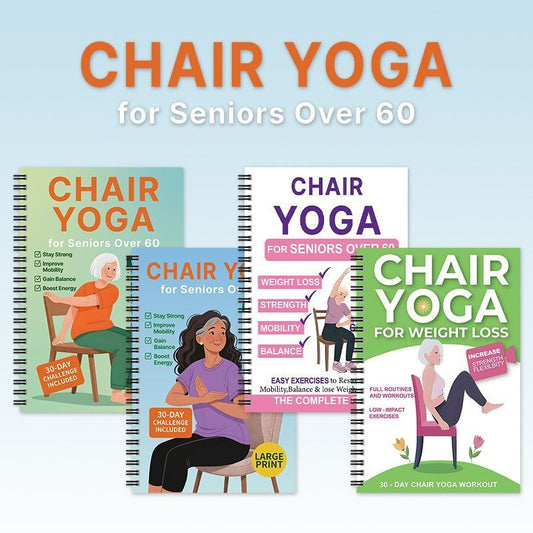 Complete 4 Pack Coil Bound Senior Chair Yoga Weight Loss Notebooks, All Four Workout Program Collections