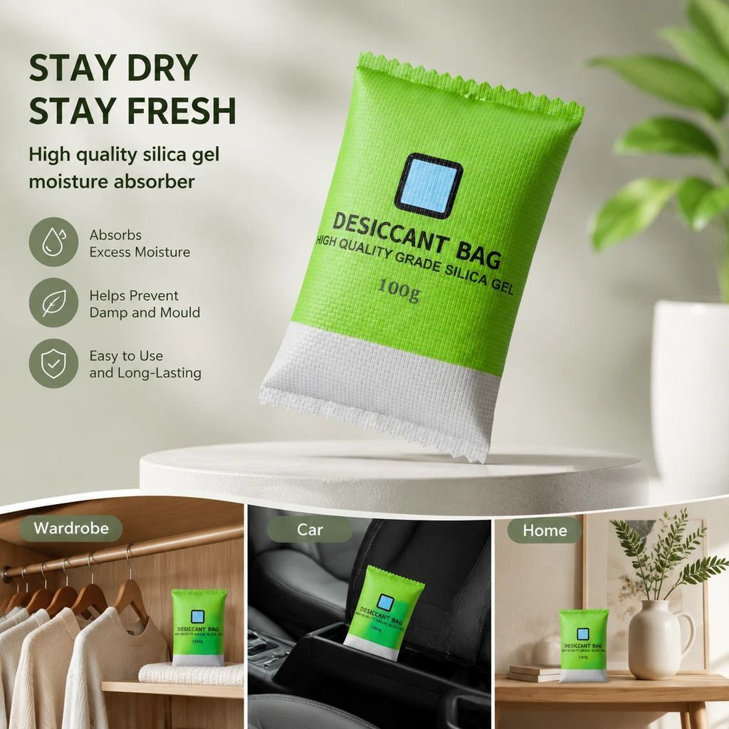 Visual Humidity Silica Gel Dehumidifier, Colour Changing Regular Desiccant, Green 100g, 2 Pack