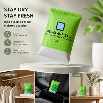 Visual Humidity Silica Gel Dehumidifier, Colour Changing Regular Desiccant, Green 100g, 2 Pack