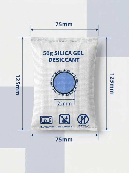 Regular Flat Opening White Silica Gel Packets, Visible Humidity Moisture Remover, 50g Twin Pack
