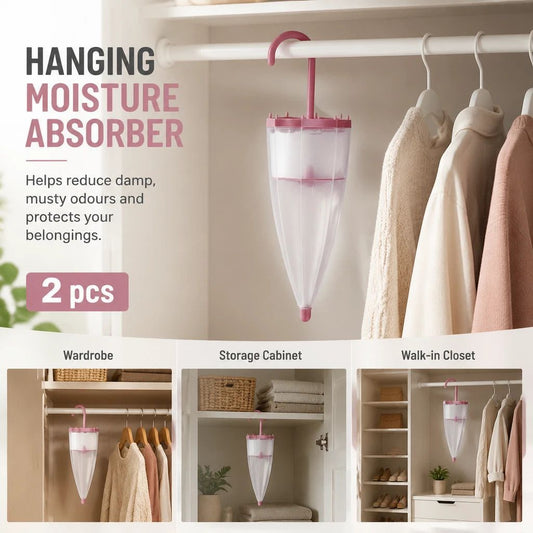 Two Pack Pink Umbrella Style Hanging Dry Caddies, Double The Fresh Scent, Perfect For His & Hers Wardrobe Split Storage Layouts