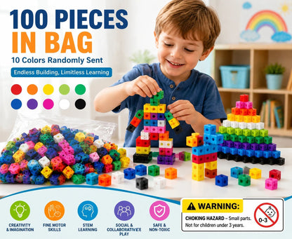 100pcs 10 Colors Mixed PP Square Building Blocks