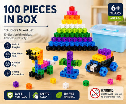 100pcs With Storage Box 10 Colors Mixed PP Square Blocks