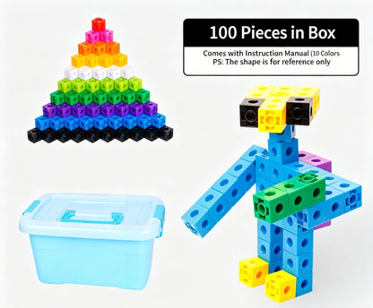 100pcs With Storage Box 10 Colors Mixed PP Square Blocks
