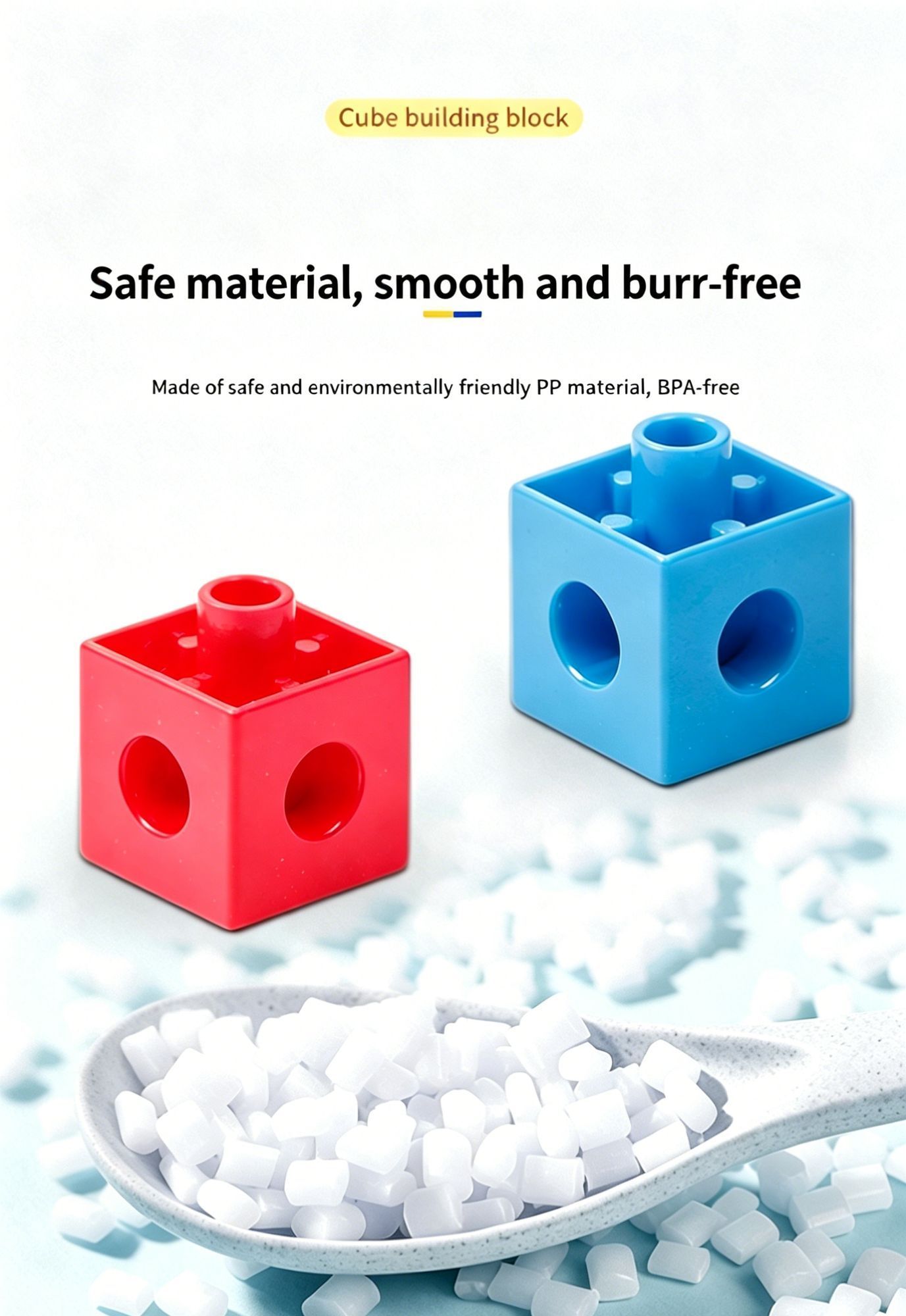 100pcs With Storage Box 10 Colors Mixed PP Square Blocks