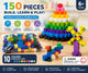 150pcs 10 Colors Mixed PP Square Building Blocks