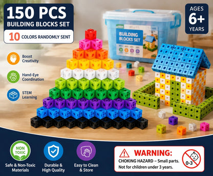 150pcs With Storage Box 10 Colors Mixed PP Square Blocks