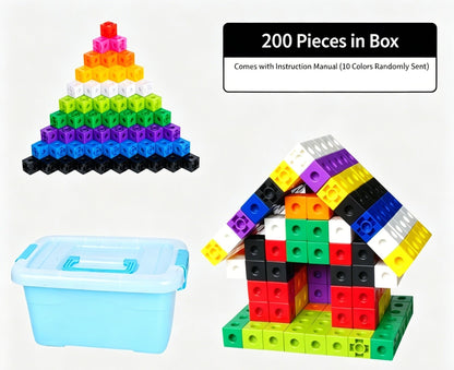 200pcs With Storage Box 10 Colors Mixed PP Square Blocks