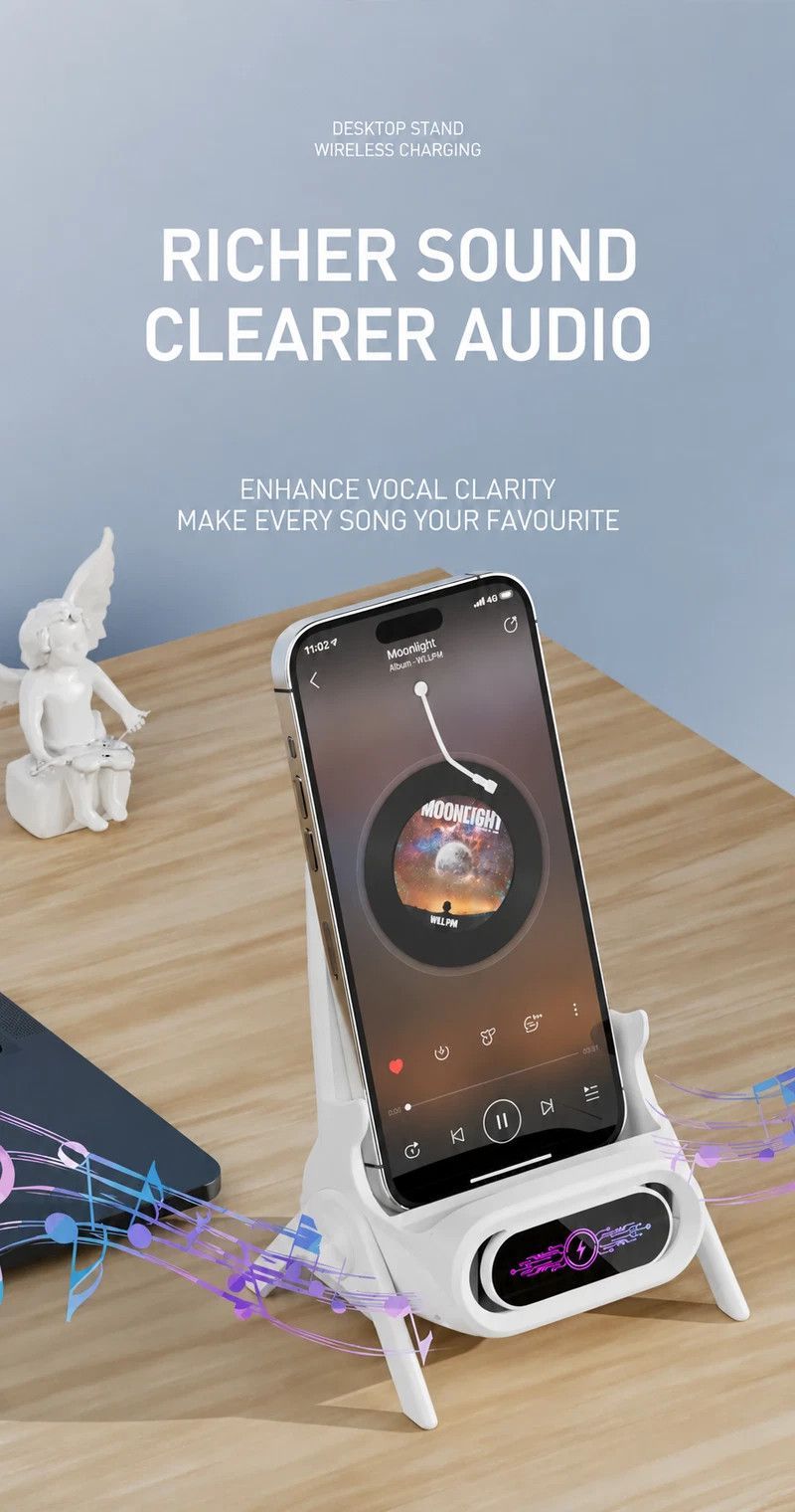 Vertical Chair Shaped Phone Holder, Magnetic Wireless Charger, Lazy Mobile Stand For Video Watching, White, Great Bedroom & Desk Accessory Gift