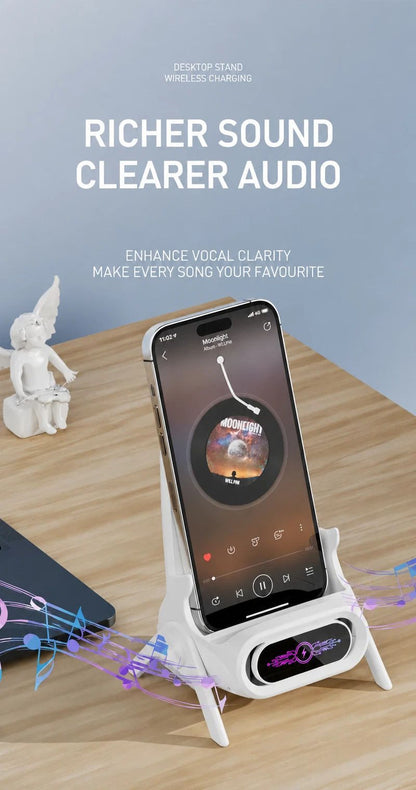 Vertical Chair Shaped Phone Holder, Magnetic Wireless Charger, Lazy Mobile Stand For Video Watching, White, Great Bedroom & Desk Accessory Gift