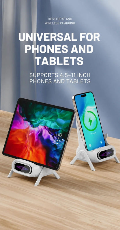 Vertical Chair Shaped Phone Holder, Magnetic Wireless Charger, Lazy Mobile Stand For Video Watching, White, Great Bedroom & Desk Accessory Gift
