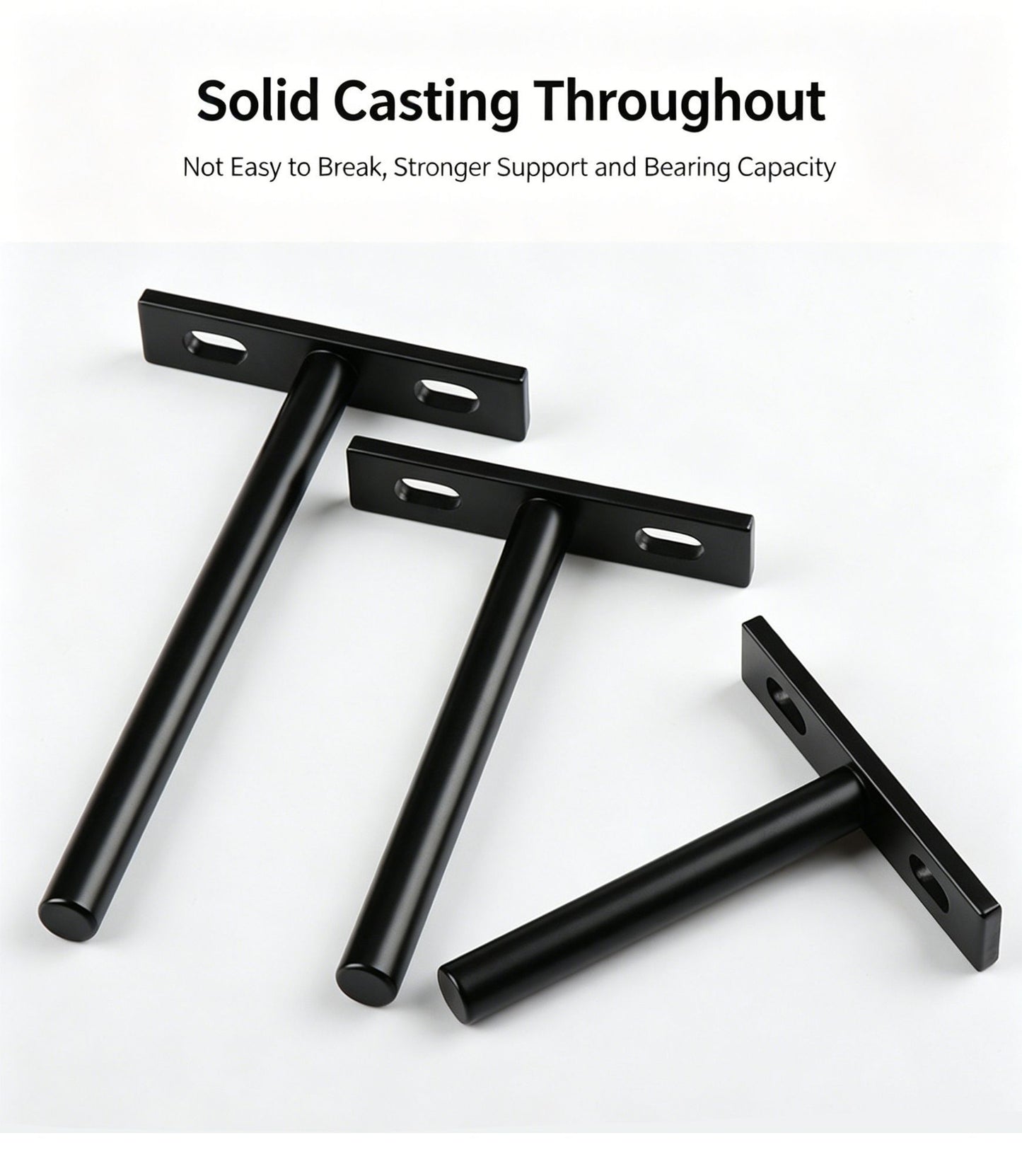 3" White Hidden T Shelf Bracket 6Pcs w/ 5x60&5x80 Screws