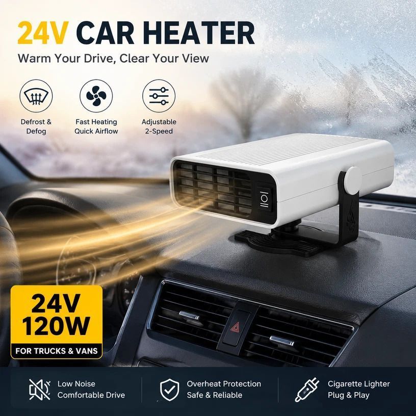 12V Black Silver Car Heater Rapid Heating Windshield Defogger