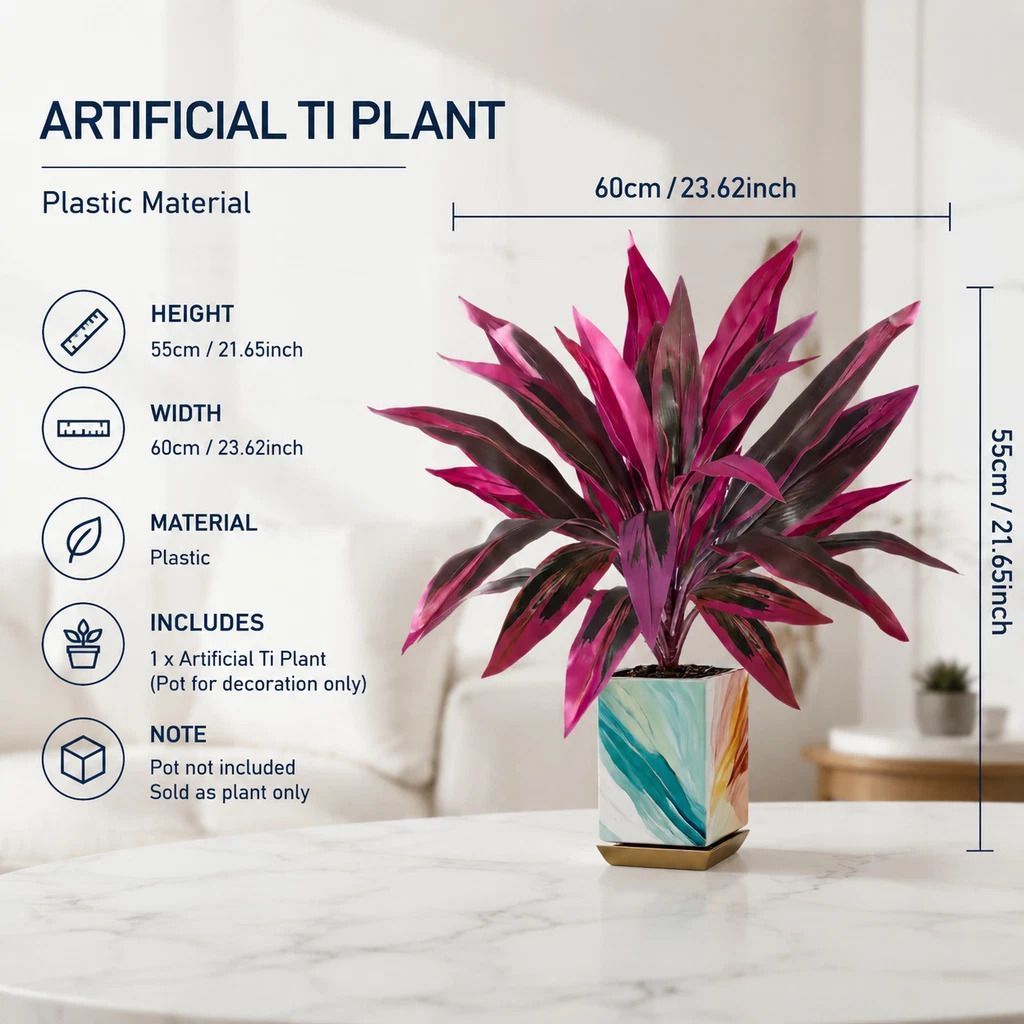 Purple Artificial Dracaena Fragrans Plant Home Patio Decor Set of 2