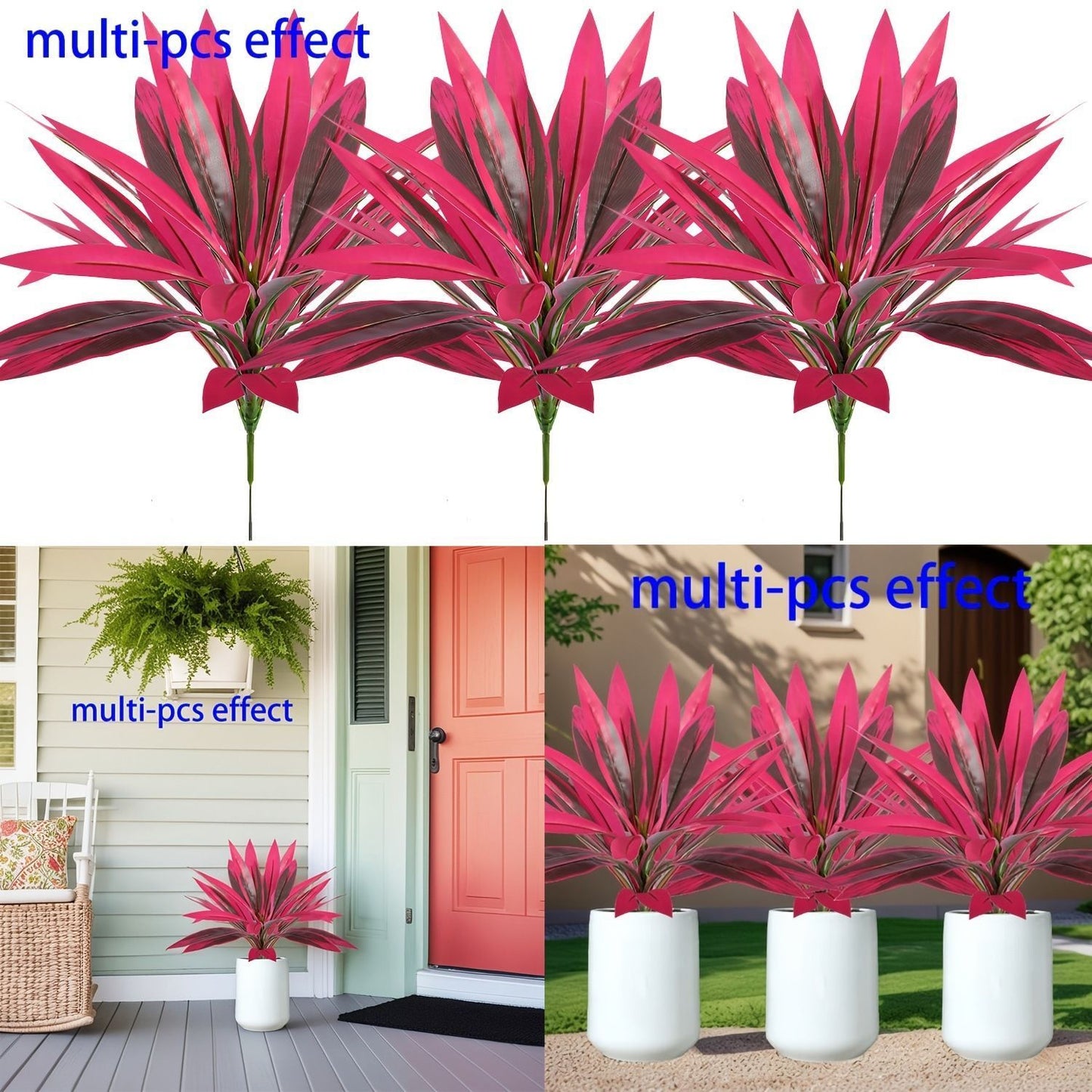 Purple Artificial Dracaena Fragrans Plant Home Patio Decor Set of 2