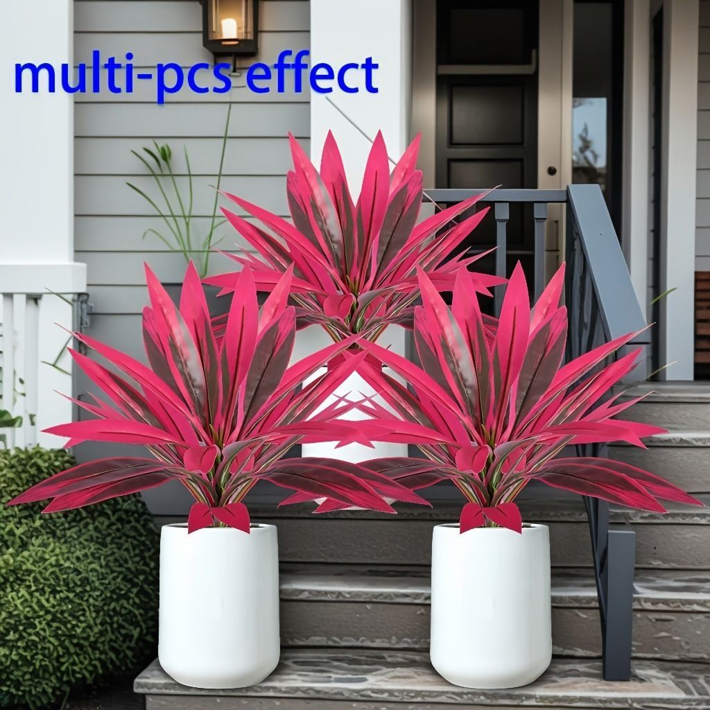 Purple Artificial Dracaena Fragrans Plant Home Patio Decor Set of 2