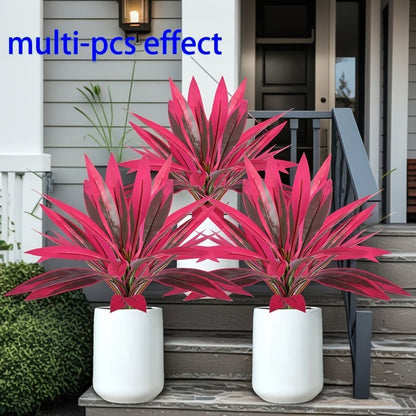 Purple Artificial Dracaena Fragrans Plant Home Patio Decor Set of 2
