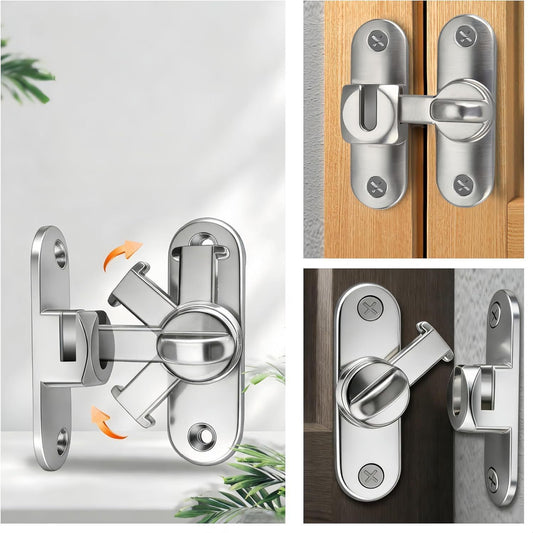 2Pcs No-Drill Door Latch Buckle with Screws