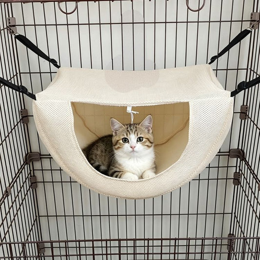 2 Pcs Cat Cage Hammock - Cream Yellow 35×27×20cm