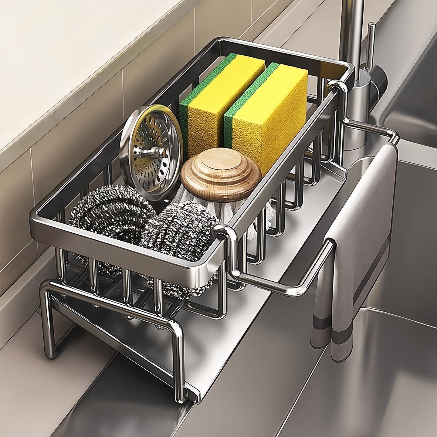 Low Profile Tilted Dish Drying Rack Black