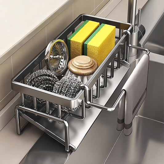 Low Profile Tilted Dish Drying Rack Cream White