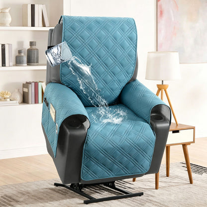 Electric Recliner Sofa Cover - Smoky Cyan