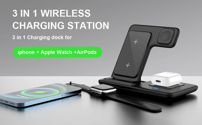 Black 3-in-1 Wireless Charger