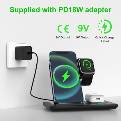 Black 3-in-1 Wireless Charger