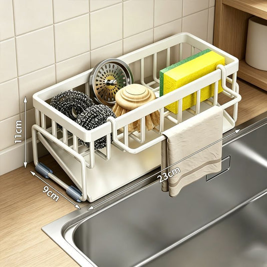 Low Profile Tilted Dish Drying Rack-Cream White 02
