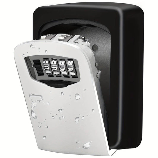Household Wall-Mounted Key Box, Waterproof Secure Key Lockbox with Combination Lock, Large-Capacity Outdoor Key Safe for Storing Spare House Keys.grey