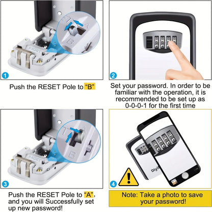 Household Wall-Mounted Key Box, Waterproof Secure Key Lockbox with Combination Lock, Large-Capacity Outdoor Key Safe for Storing Spare House Keys.BLACK