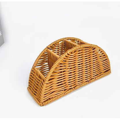 Handwoven Remote Control Storage Box, eco-friendly material, large capacity for categorized storage, fits coffee tables and desktops, easily eliminates clutter, adding a natural and warm touch to your home.(dull grey)