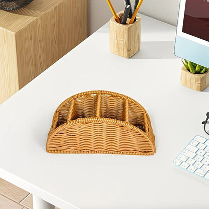 Handwoven Remote Control Storage Box, eco-friendly material, large capacity for categorized storage, fits coffee tables and desktops, easily eliminates clutter, adding a natural and warm touch to your home.(dull grey)