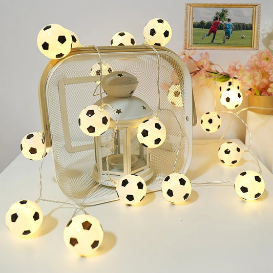 Football Shaped LED String Light, Warm Yellow Soft Glow, Cozy Decoration for Bedroom and Party. USB Powered, 1.5 Meters with 10 Lights.