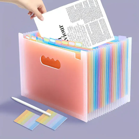 1pcs 25-Slot Expandable Rainbow Accordion Folder, Vertical Multi-Pocket Design, Large Capacity Holds 2000 Sheets, Waterproof and Portable, Great Helper for Office and School Organization