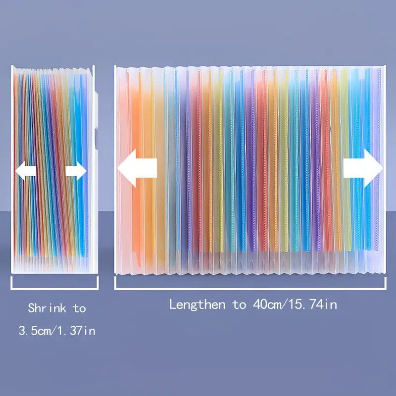 1pcs 25-Slot Expandable Rainbow Accordion Folder, Vertical Multi-Pocket Design, Large Capacity Holds 2000 Sheets, Waterproof and Portable, Great Helper for Office and School Organization