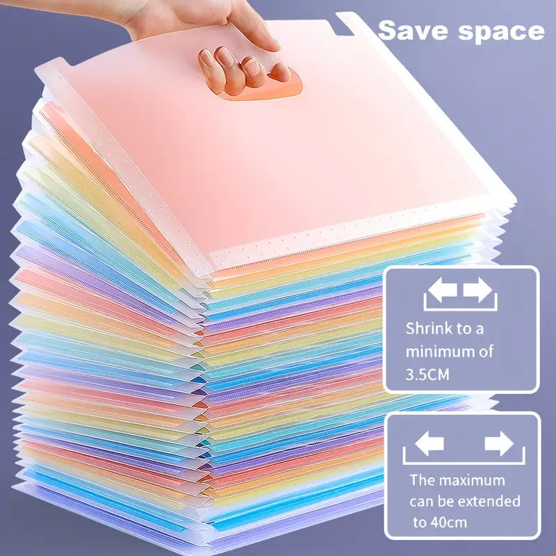 1pcs 25-Slot Expandable Rainbow Accordion Folder, Vertical Multi-Pocket Design, Large Capacity Holds 2000 Sheets, Waterproof and Portable, Great Helper for Office and School Organization
