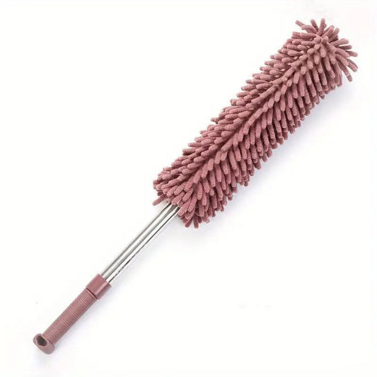 Coffee Brown Household Cleaning Duster / Static Duster / Dust Sweeper / Telescopic & Non-Shedding / Washable / High-Reach Cleaning Tool / Cleaning Tools & Supplies