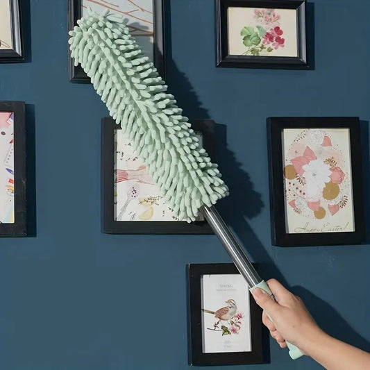 Coffee Brown Household Cleaning Duster / Static Duster / Dust Sweeper / Telescopic & Non-Shedding / Washable / High-Reach Cleaning Tool / Cleaning Tools & Supplies