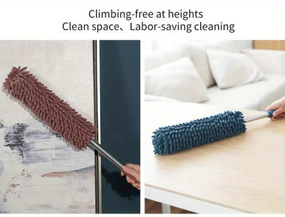 Coffee Brown Household Cleaning Duster / Static Duster / Dust Sweeper / Telescopic & Non-Shedding / Washable / High-Reach Cleaning Tool / Cleaning Tools & Supplies