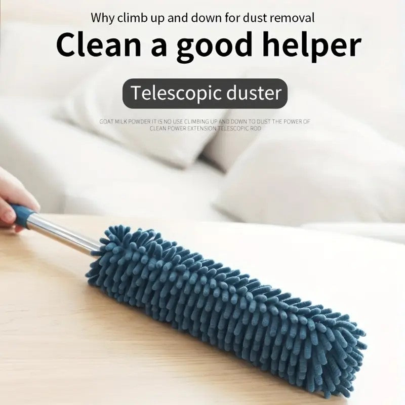 Coffee Brown Household Cleaning Duster / Static Duster / Dust Sweeper / Telescopic & Non-Shedding / Washable / High-Reach Cleaning Tool / Cleaning Tools & Supplies