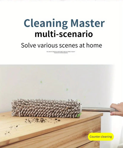 pale green  Household Cleaning Duster / Static Duster / Dust Sweeper / Telescopic & Non-Shedding / Washable / High-Reach Cleaning Tool / Cleaning Tools & Supplies