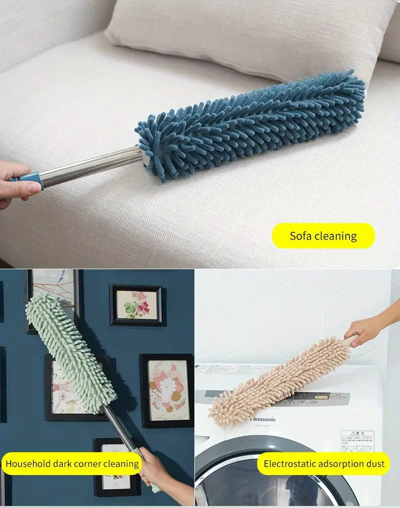 pale green  Household Cleaning Duster / Static Duster / Dust Sweeper / Telescopic & Non-Shedding / Washable / High-Reach Cleaning Tool / Cleaning Tools & Supplies