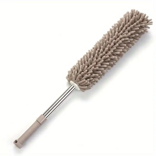 khaki Household Cleaning Duster / Static Duster / Dust Sweeper / Telescopic & Non-Shedding / Washable / High-Reach Cleaning Tool / Cleaning Tools & Supplies