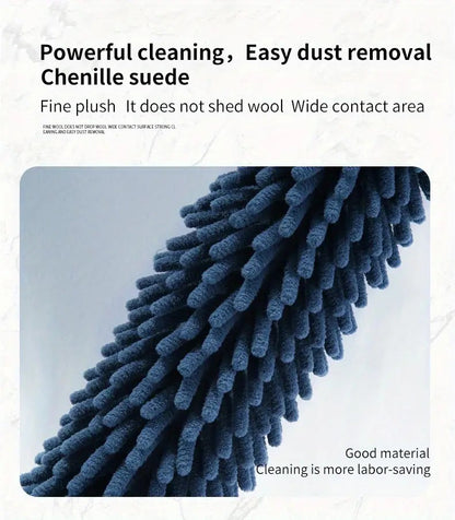 khaki Household Cleaning Duster / Static Duster / Dust Sweeper / Telescopic & Non-Shedding / Washable / High-Reach Cleaning Tool / Cleaning Tools & Supplies