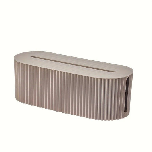 1 Multi-Scene Cable Storage Box Durable Desktop TV Cable Management System with Lid  Scratch-Resistant Storage Case, Suitable for Power Strips, Chargers, and Home Office Supplies.(light brown)